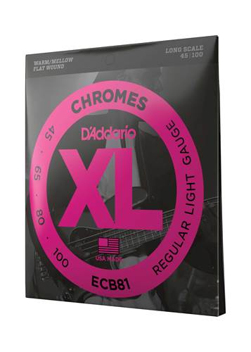 D'Addario ECB81 XL Chromes Flatwound Light Long Scale Bass 45-100