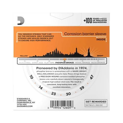 D'Addario EJ15-3D Phosphor Bronze Extra Light Acoustic Guitar Strings 3-Pack 10-47 D'Addario EJ15-3D Phosphor Bronze Extra Light Acoustic Guitar Strings 3-Pack 10-47