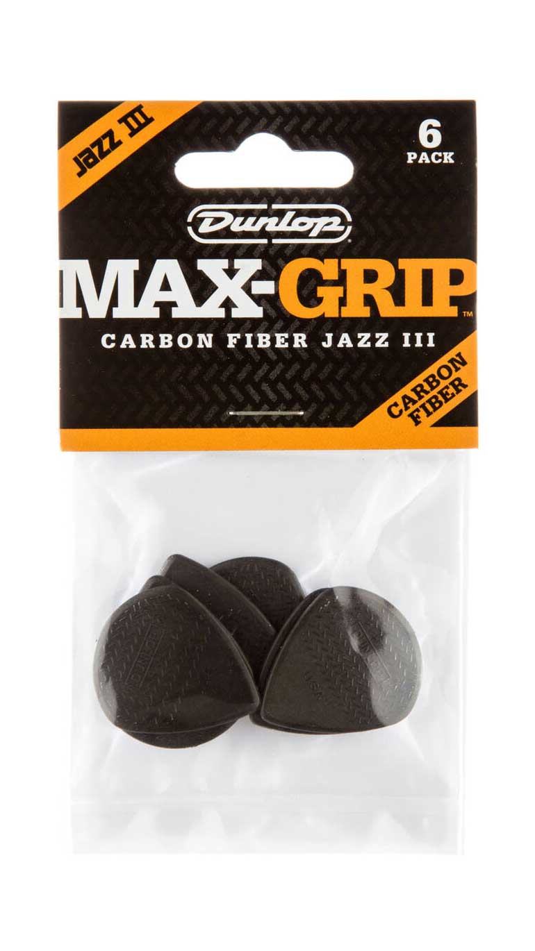 Dunlop 471P3C Nylon Max Grip Jazz III Carbon Fibre 6 Play Pack