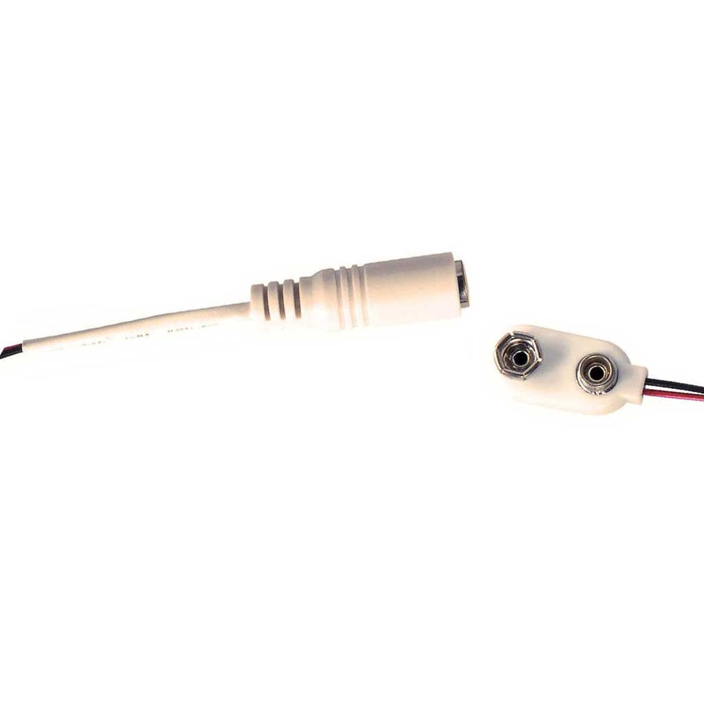 Diago White Adaptor 9V Battery Snap Connector