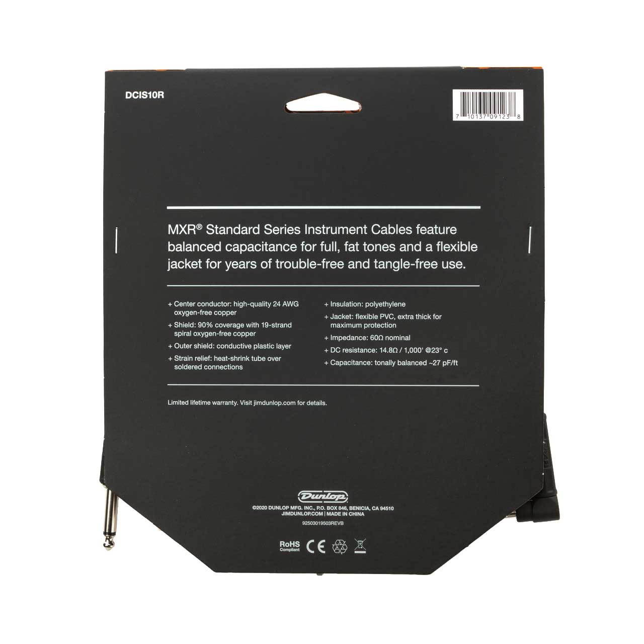 MXR 10ft Standard Right Angle Instrument Cable