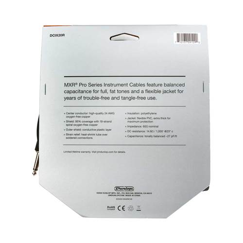 MXR 20ft Standard Right Angle Pro Cable MXR 20ft Standard Right Angle Pro Cable