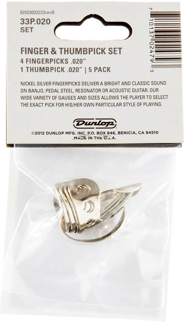 Dunlop 33P.020 Metal Finger Pick and Thumb Pack