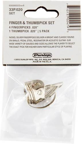 Dunlop 33P.020 Metal Finger Pick and Thumb Pack Dunlop 33P.020 Metal Finger Pick and Thumb Pack