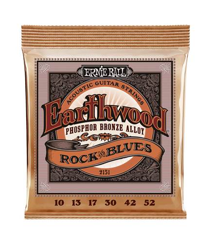 Ernie Ball Earthwood Rock and Blues with Plain G Phosphor Bronze Acoustic Guitar Strings 10-52