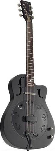 Ozark 3515BTECBK Resonator Guitar Thin Metal Cutaway Electric Black Steel