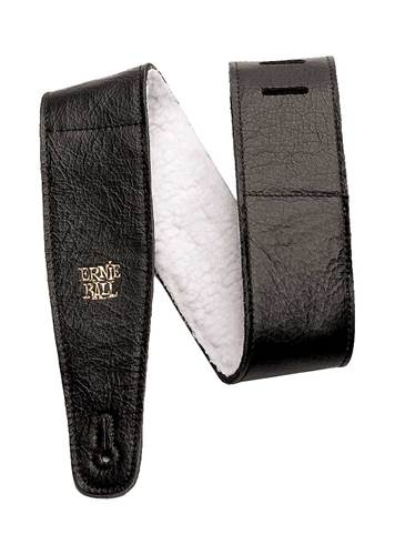 Ernie Ball 2.5 Inch Adjustable Italian Leather Strap with Fur Padding Black