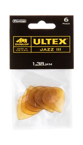 Dunlop 427P Ultex Jazz III 1.38mm Player Pack 6 Plectrum