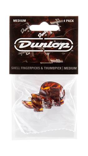 Dunlop 9010TP Shell Plastic 3 Finger & Thumb Med - 4 Plectrum