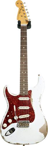Fender Custom Shop 1963 Stratocaster Heavy Relic Olympic White Over Shoreline Gold Master Built by Jason Smith Left Handed #R108481