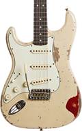 Fender Custom Shop 1963 Stratocaster Heavy Relic Desert Sand over Candy Apple Red Master Built by Jason Smith Left Handed #R107709