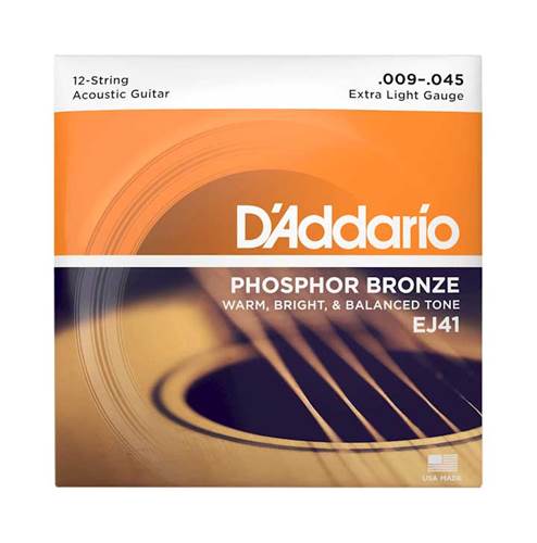 D'Addario EJ41 Extra Light Phosphor Bronze 12 String 9-45