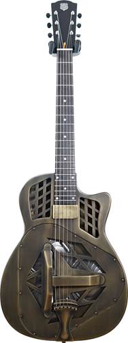 National Reso-Phonic T-14 Cutaway Brass Body Antique Brass Finish with Pickup #24329