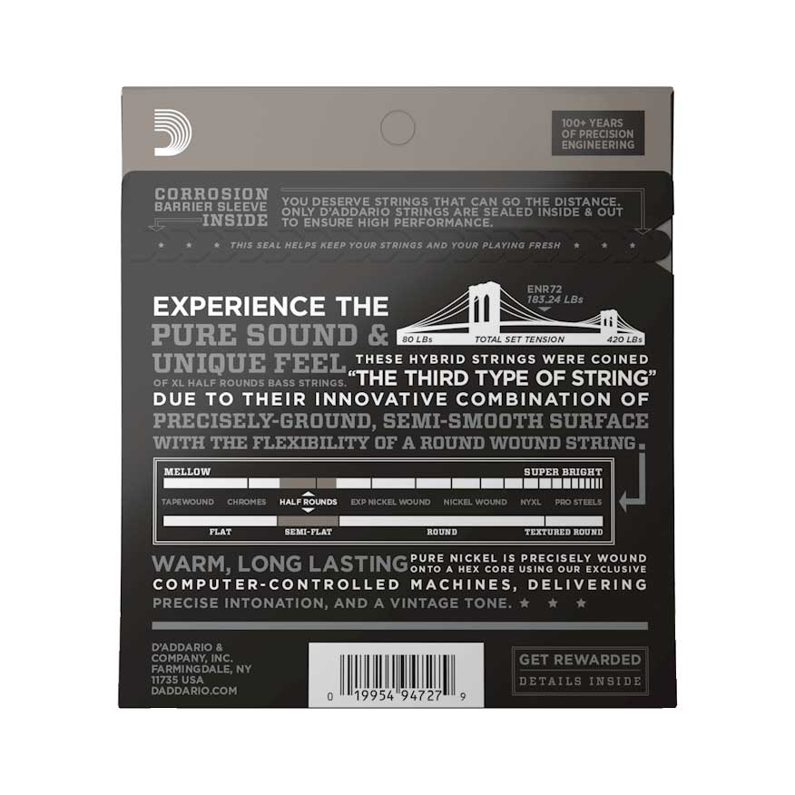 D'Addario ENR72 Half Rounds Bass Medium 50-105 Long Scale