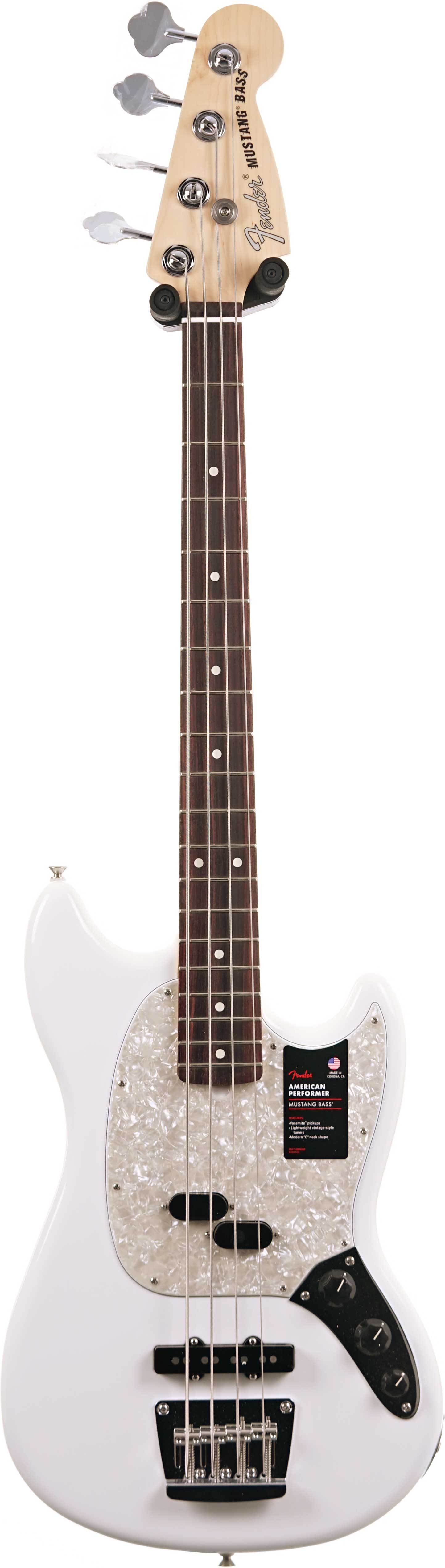 Fender American Performer Mustang Short Scale Bass Arctic White Rosewood Fingerboard (Ex-Demo) #US23071699