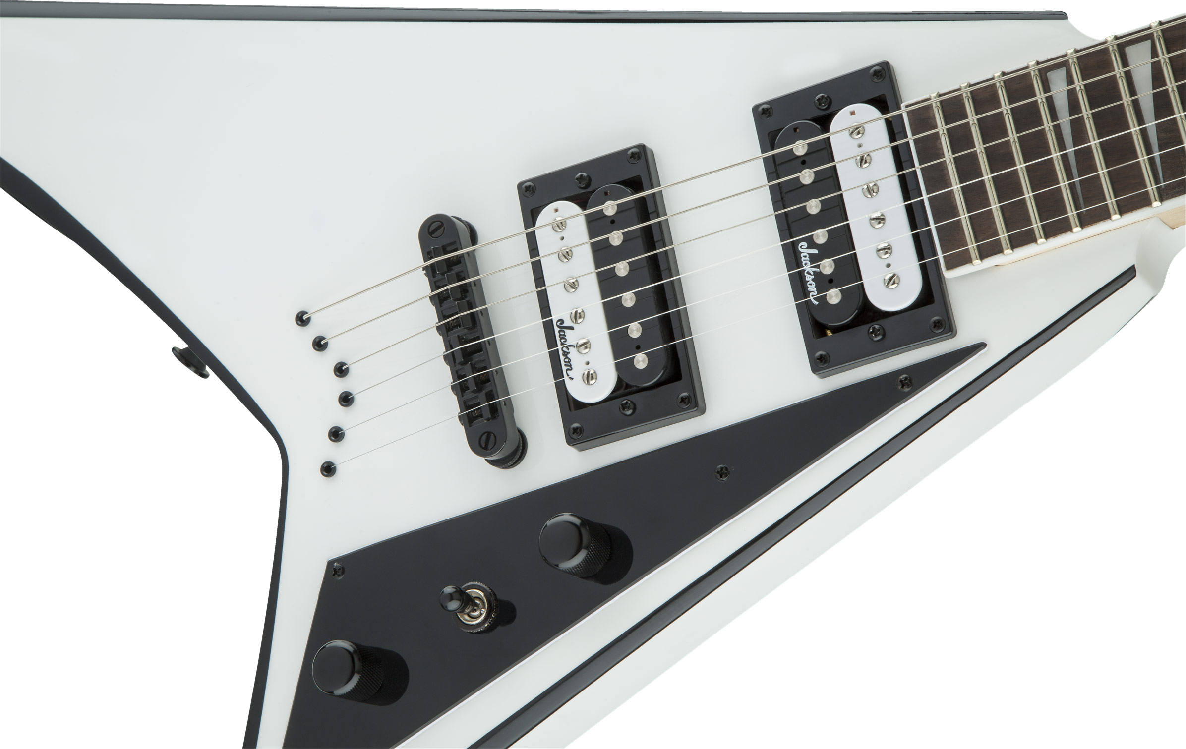 Jackson JS Series Rhoads JS32T White with Black Bevel Amaranth Fingerboard