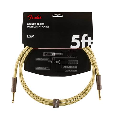 Fender Deluxe Series 5ft Straight Instrument Cable Tweed