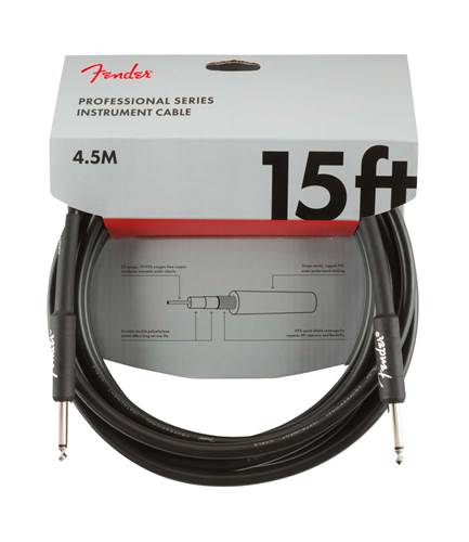 Fender Professional Series 15ft Straight Instrument Cable Black