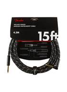 Fender Deluxe Series 15ft Straight/Angled Instrument Cable, Black Tweed