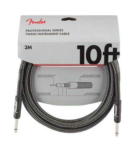 Fender Professional Series 10ft Instrument Cable Grey Tweed