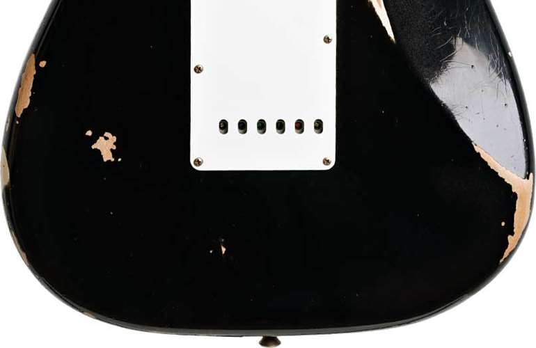 Fender Custom Shop 1961 Stratocaster Heavy Relic Black over Desert Sand Rosewood Fingerboard Master Builder Designed by Dale Wilson #R121559 Fender Custom Shop 1961 Stratocaster Heavy Relic Black over Desert Sand Rosewood Fingerboard Master Builder Designed by Dale Wilson #R121559