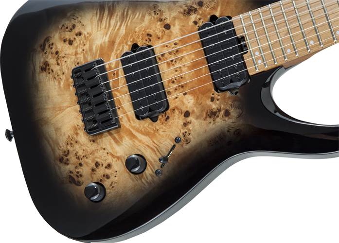 Jackson Pro Series Signature Misha Mansoor Juggernaut HT7P Black Burst Burl Caramelized Maple Fingerboard Jackson Pro Series Signature Misha Mansoor Juggernaut HT7P Black Burst Burl Caramelized Maple Fingerboard