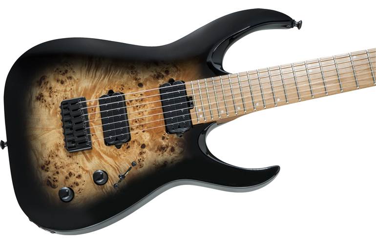 Jackson Pro Series Signature Misha Mansoor Juggernaut HT7P Black Burst Burl Caramelized Maple Fingerboard Jackson Pro Series Signature Misha Mansoor Juggernaut HT7P Black Burst Burl Caramelized Maple Fingerboard