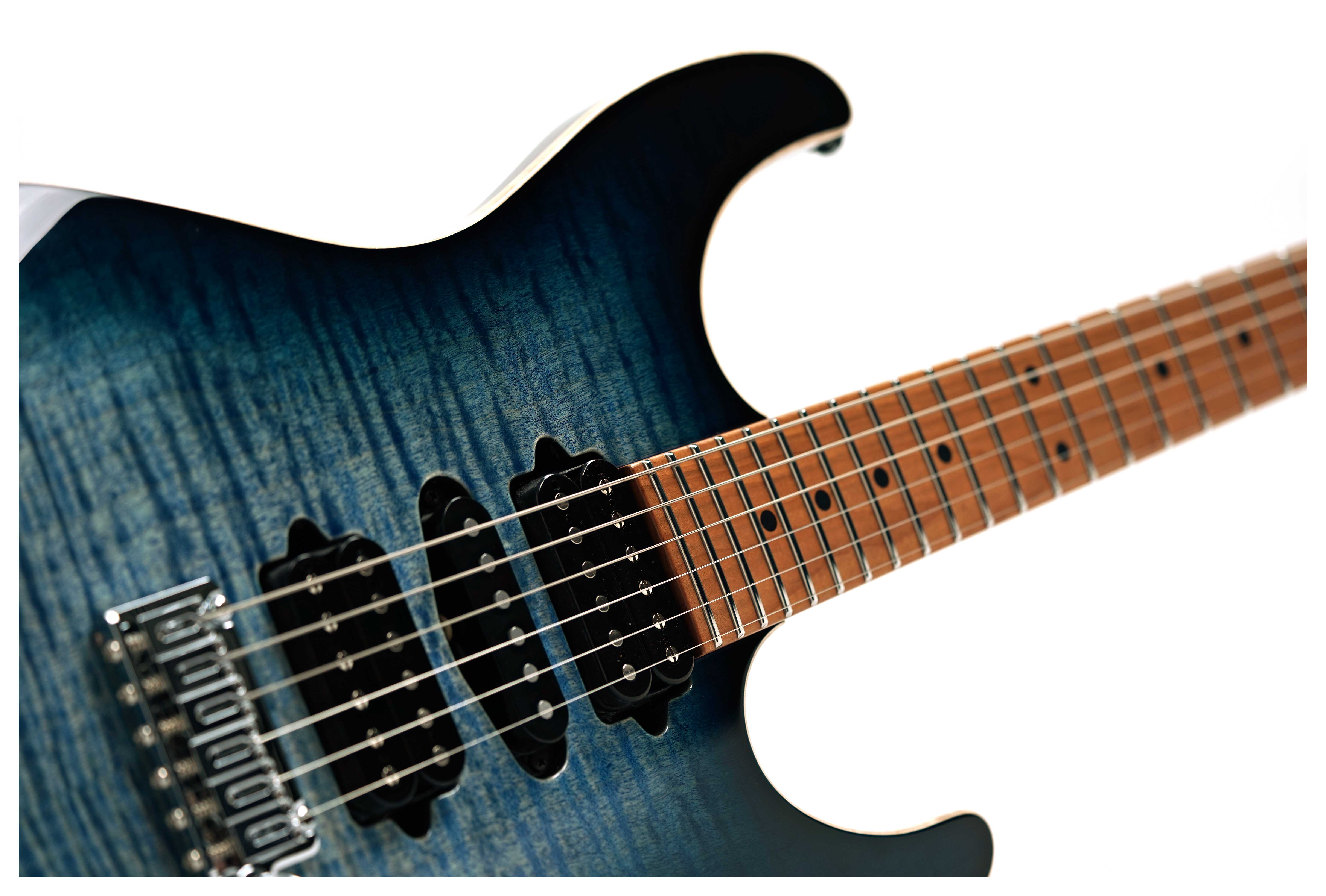 Suhr Modern Plus Faded Trans Whale Blue Burst Maple Fingerboard HSH #91392