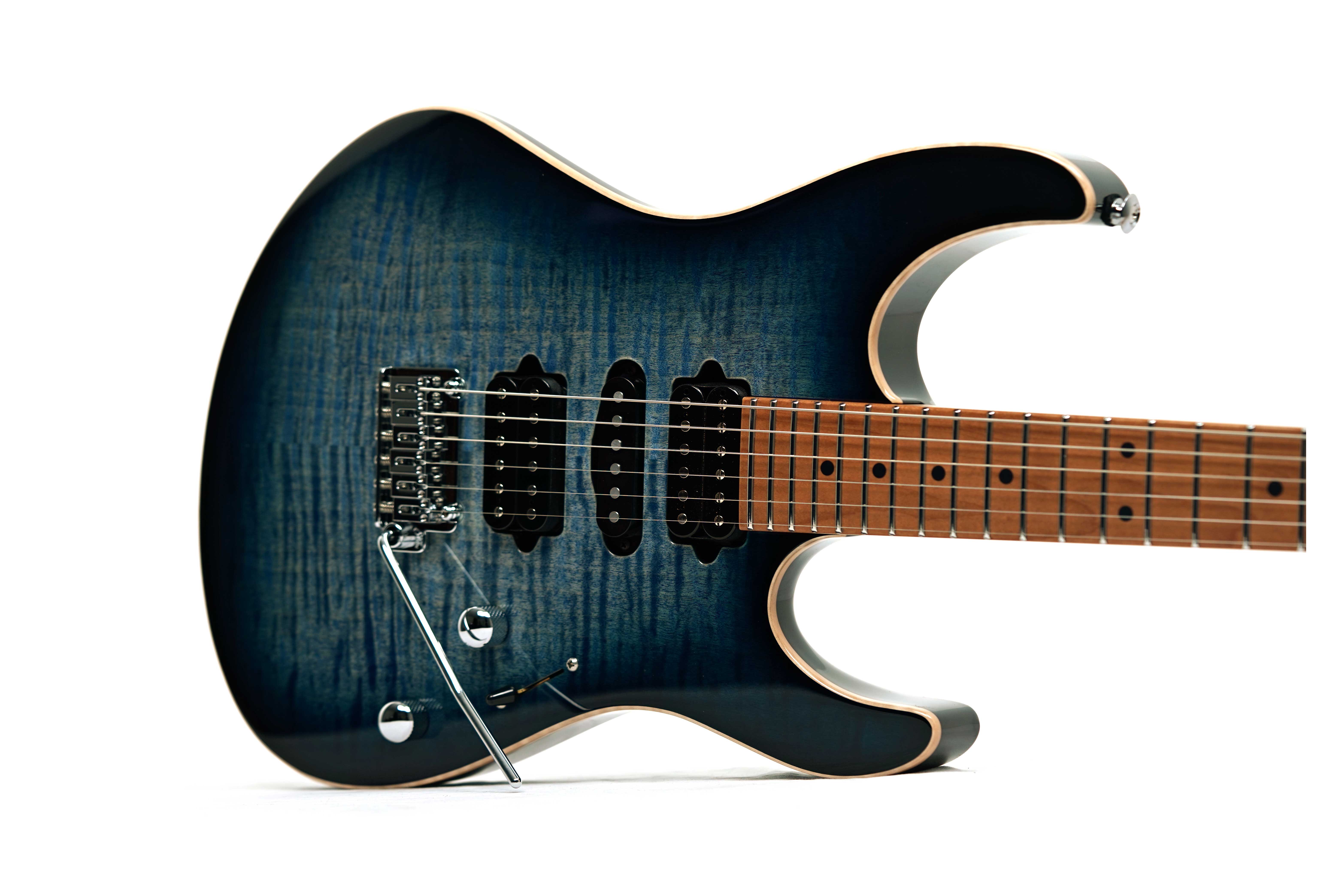 Suhr Modern Plus Faded Trans Whale Blue Burst Maple Fingerboard HSH #91392