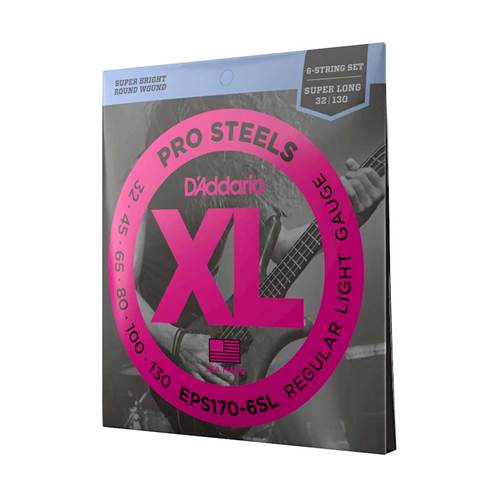 D'Addario EPS170-6SL XL ProSteels Regular Light Super Long Scale Bass Six String Set 32-130 D'Addario EPS170-6SL XL ProSteels Regular Light Super Long Scale Bass Six String Set 32-130