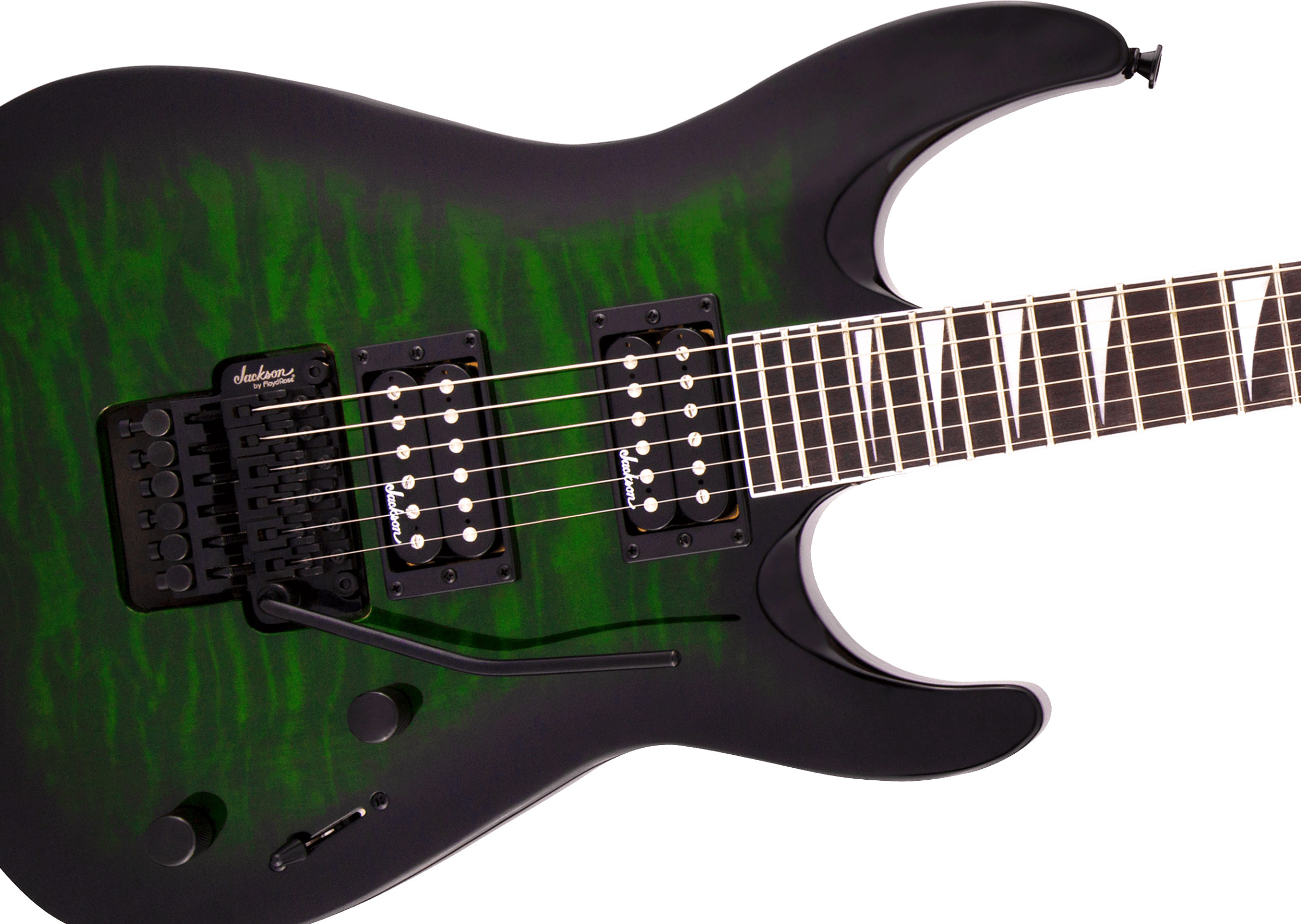 Jackson JS Series Dinky Arch Top JS32Q DKA Transparent Green Burst Amaranth Fingerboard