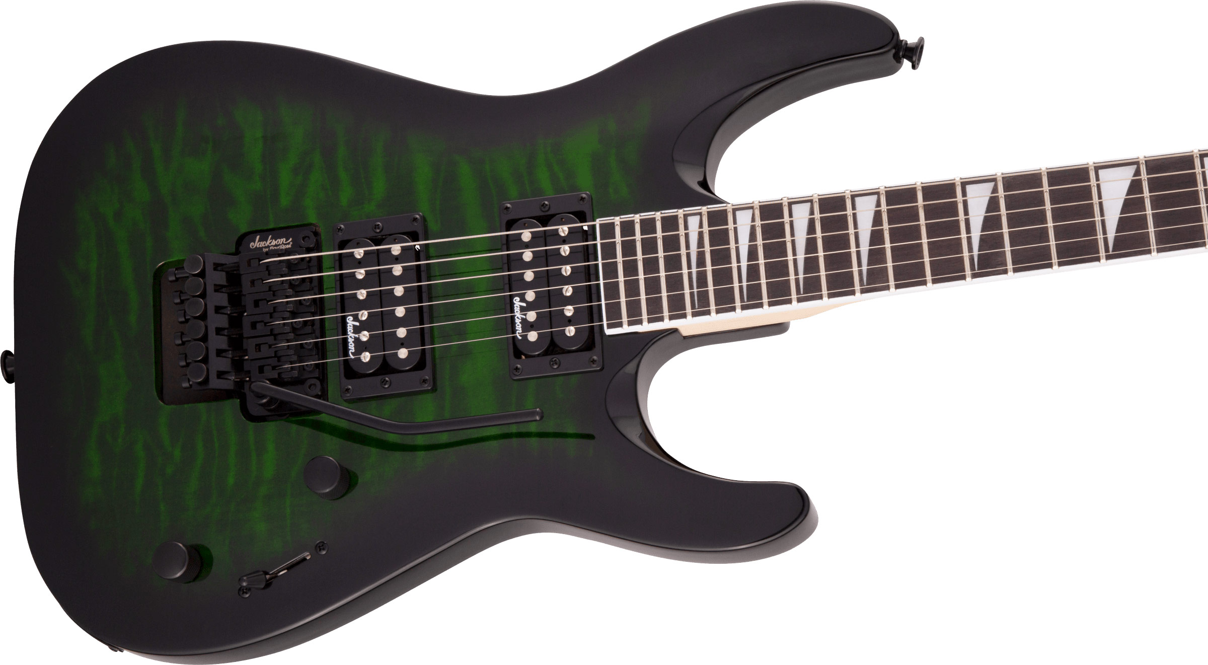Jackson JS Series Dinky Arch Top JS32Q DKA Transparent Green Burst Amaranth Fingerboard