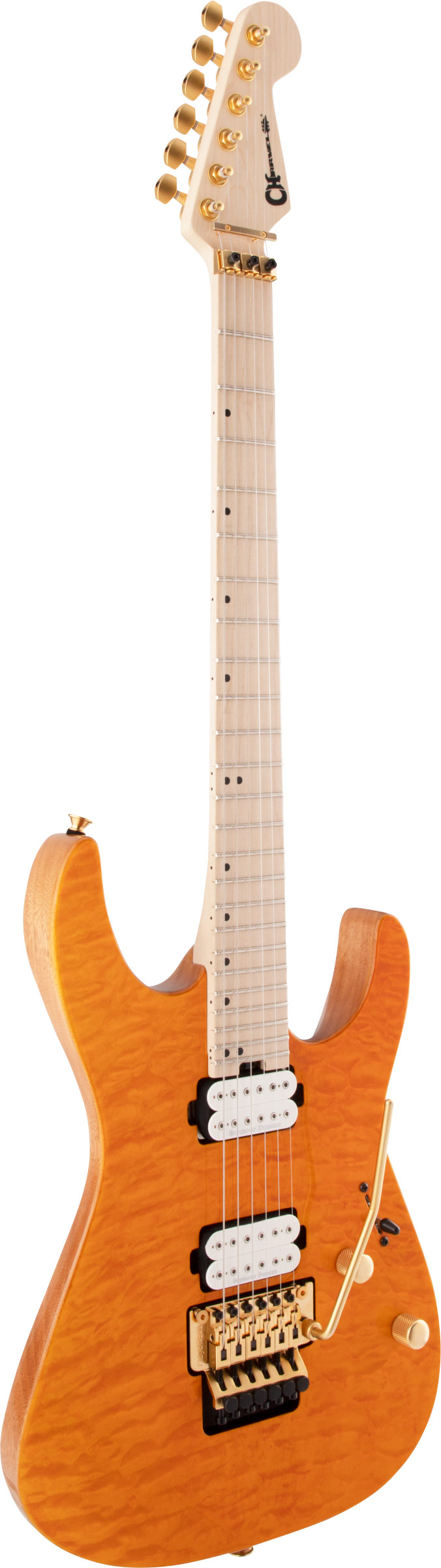 Charvel Pro-Mod DK24 HH FR M Mahogany with Quilt Maple Dark Amber 