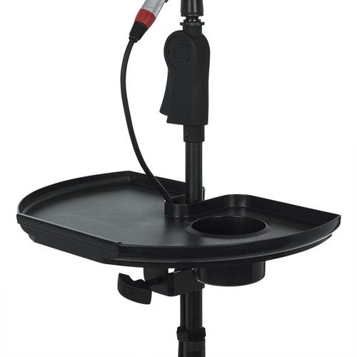 Gator Frameworks Microphone Stand Accessory Tray With Drink Holder Black 