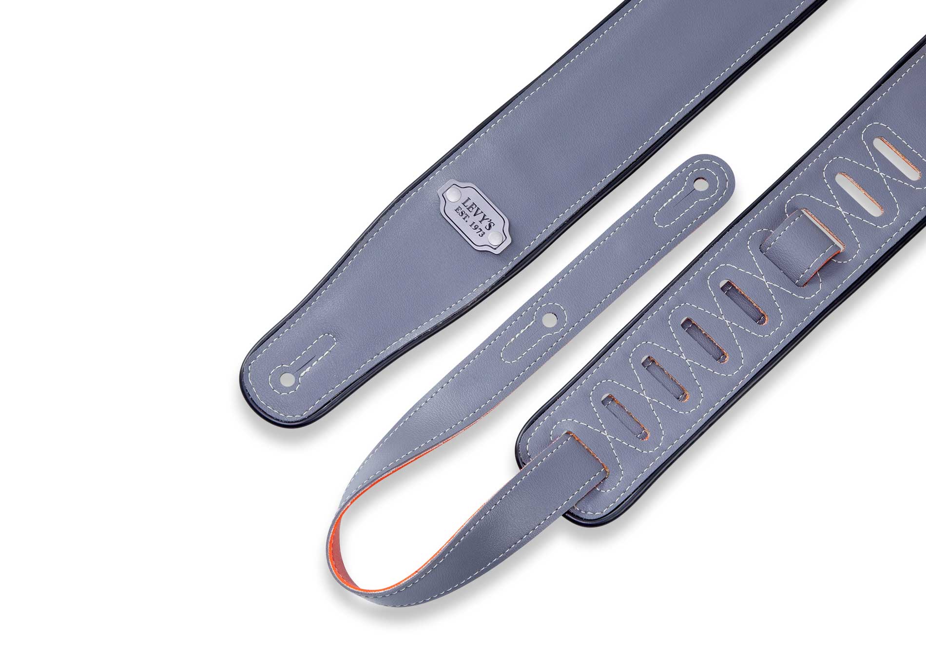 Levy's 2 3/4 Inch Wide Reversible Vinyl Guitar Strap Orange/Grey