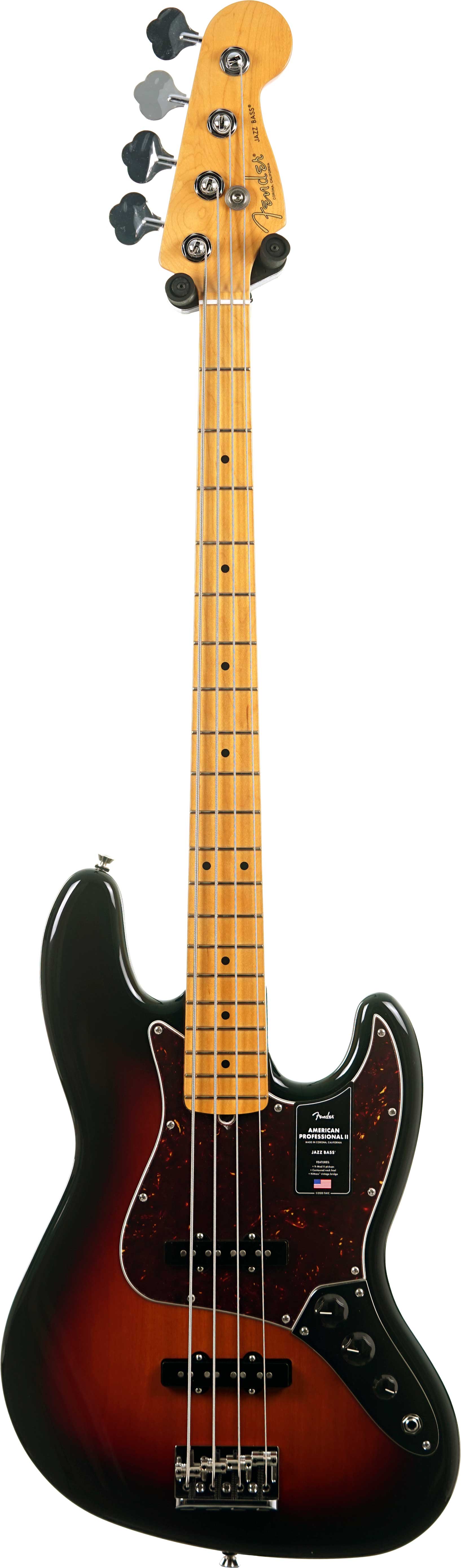 Fender American Professional II Jazz Bass 3 Tone Sunburst Maple Fingerboard #US25093821