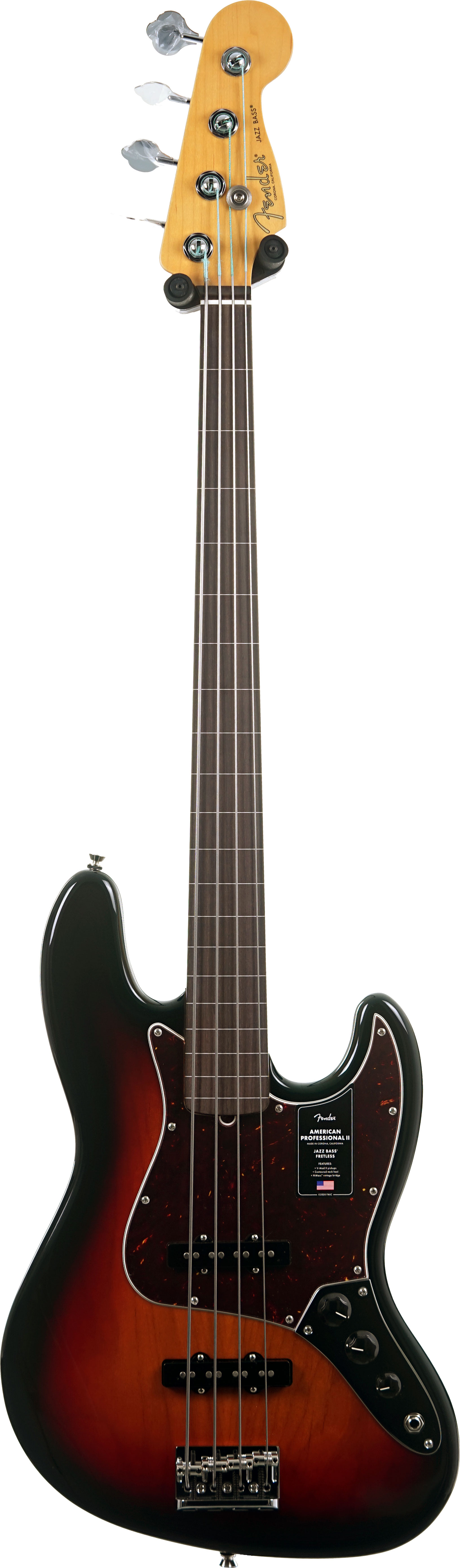 Fender American Professional II Jazz Bass Fretless 3 Tone Sunburst Rosewood Fingerboard #US25102404