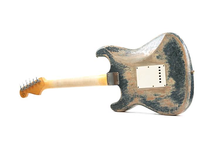Fender Custom Shop 61 Stratocaster Heavy Relic Charcoal Frost Metallic over Desert Sand Master Built by Dennis Galuszka #R134652 Fender Custom Shop 61 Stratocaster Heavy Relic Charcoal Frost Metallic over Desert Sand Master Built by Dennis Galuszka #R134652