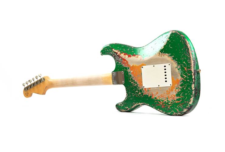 Fender Custom Shop 62 Stratocaster Heavy Relic Caddie Green over 3 Tone Sunburst Rosewood Fingerboard Master Built by Dennis Galuszka #R133969 Fender Custom Shop 62 Stratocaster Heavy Relic Caddie Green over 3 Tone Sunburst Rosewood Fingerboard Master Built by Dennis Galuszka #R133969