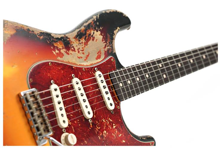 Fender Custom Shop 63 Stratocaster Heavy Relic Bleached 3 Tone Sunburst Rosewood Fingerboard Master Built by Austin MacNutt #R140044 Fender Custom Shop 63 Stratocaster Heavy Relic Bleached 3 Tone Sunburst Rosewood Fingerboard Master Built by Austin MacNutt #R140044