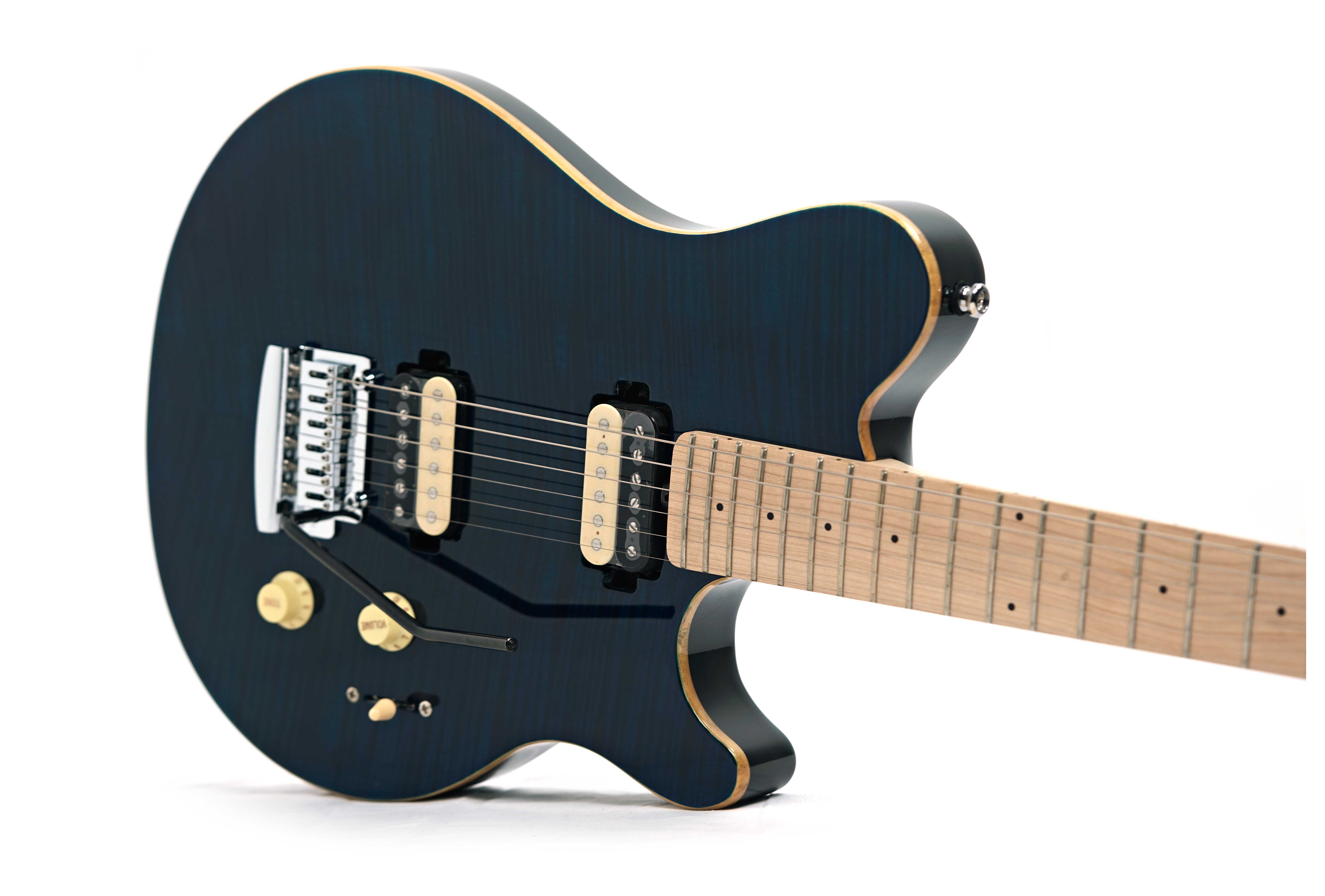 Music Man Sterling SUB Series Axis AX3 Flame Maple Neptune Blue