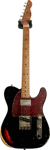 LSL Instruments Bad Bone 1 Black Over 3 Tone Tone Sunburst Pine Body with Binding and Roasted Flame Maple Fingerboard #Gabrielle