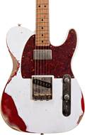 LSL Instruments Bad Bone 1 Vintage White over Candy Apple Red Pine Body with Binding and Roasted Flame Maple Fingerboard #hyacinth