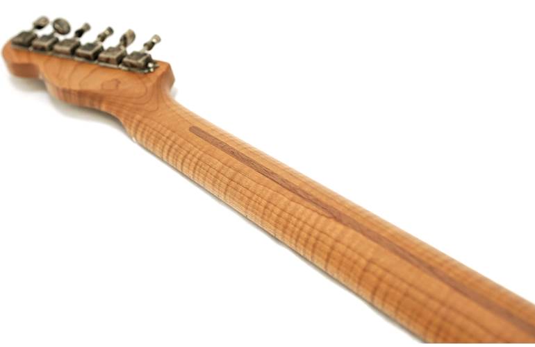 LSL Instruments Bad Bone 1 Vintage White over Candy Apple Red Pine Body with Binding and Roasted Flame Maple Fingerboard LSL Instruments Bad Bone 1 Vintage White over Candy Apple Red Pine Body with Binding and Roasted Flame Maple Fingerboard