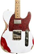 LSL Instruments Bad Bone 1 Vintage White over Candy Apple Red Pine Body with Binding and Roasted Flame Maple Fingerboard