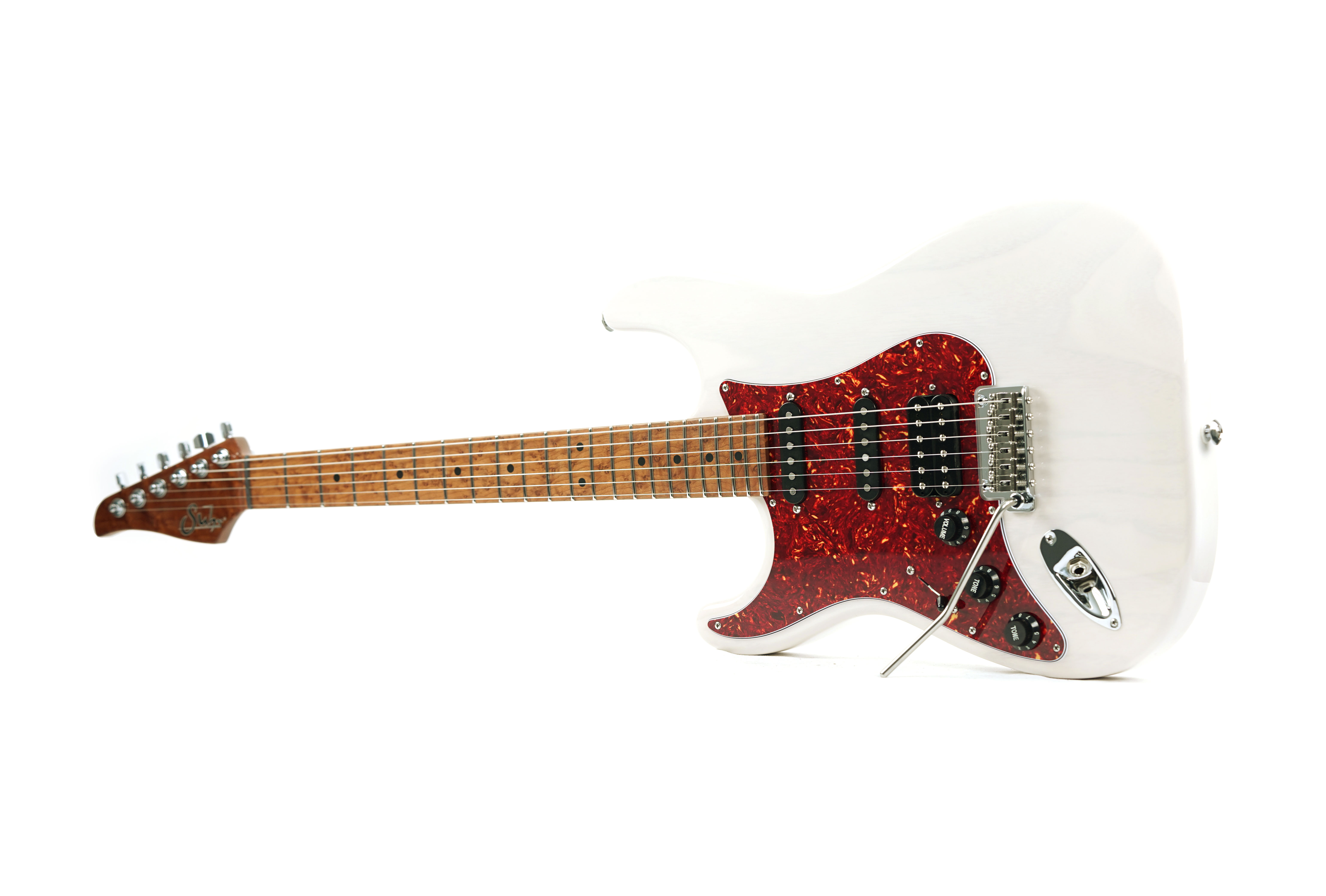 Suhr Limited Edition Classic S Paulownia HSS Trans White 3A Roasted Birdseye Neck & Fingerboard Left Handed