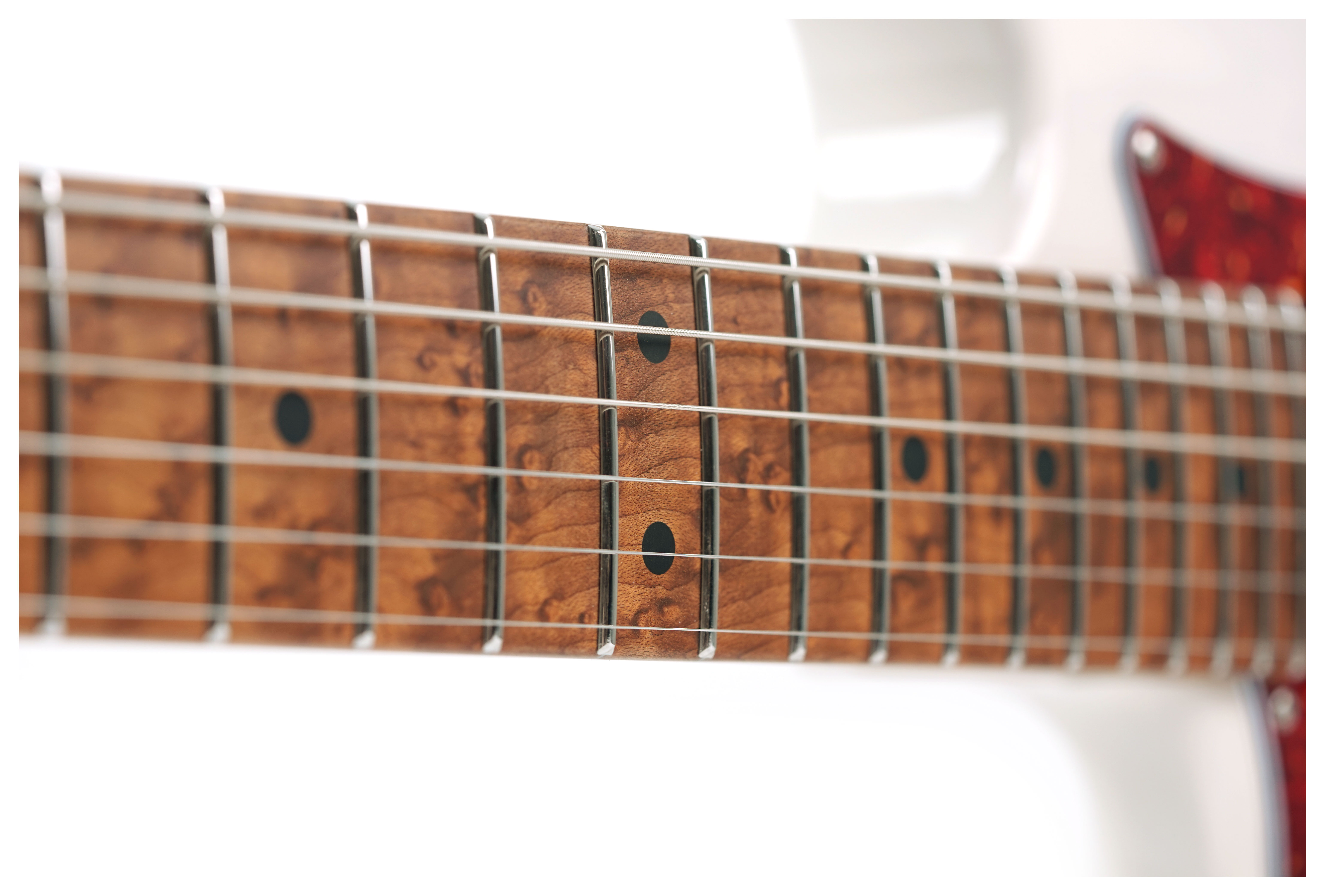 Suhr Limited Edition Classic S Paulownia HSS Trans White 3A Roasted Birdseye Neck & Fingerboard Left Handed