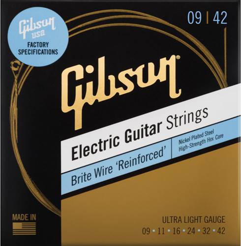Gibson Brite Wire Reinforced Electric Guitar Strings Ultra-Light 9-42