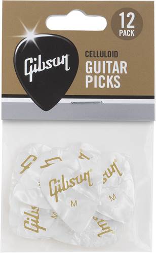 Gibson Pearloid White Picks 12 Pack Medium Guitar Picks