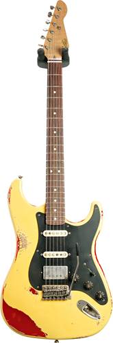 LSL Instruments Saticoy Heavy Aged TV Yellow Over Candy Apple Red Roasted Pine Body Roasted Flame Maple Neck Rosewood Fingerboard #Marva